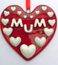 Handmade Fused Glass 3D Mum Hanging Heart Picture Decoration - Suncatcher - Image 4