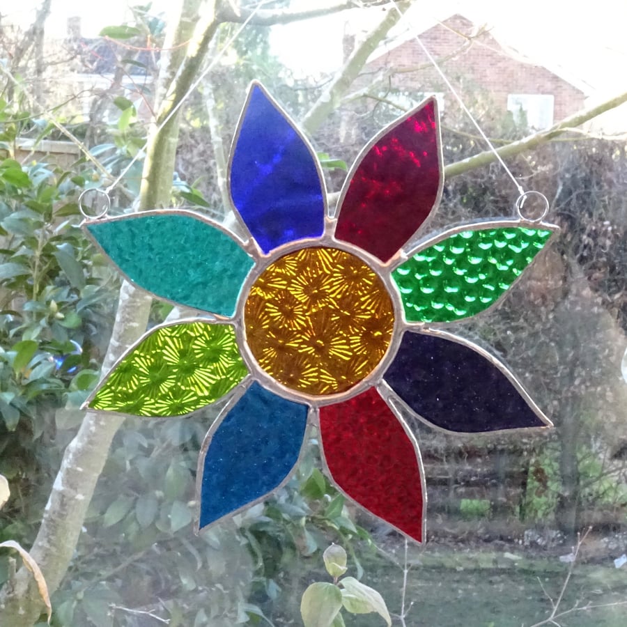 Stained Glass Flower Suncatcher - Multi