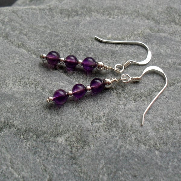 Amethyst Sterling Silver Earrings February Birthstone