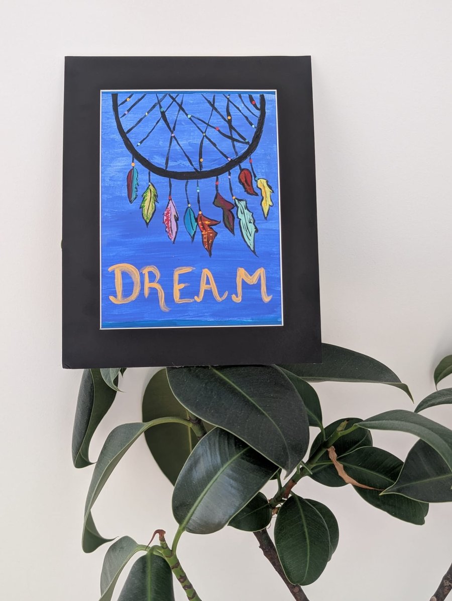 Beautiful handmade painted artwork presented in frame with backboard.