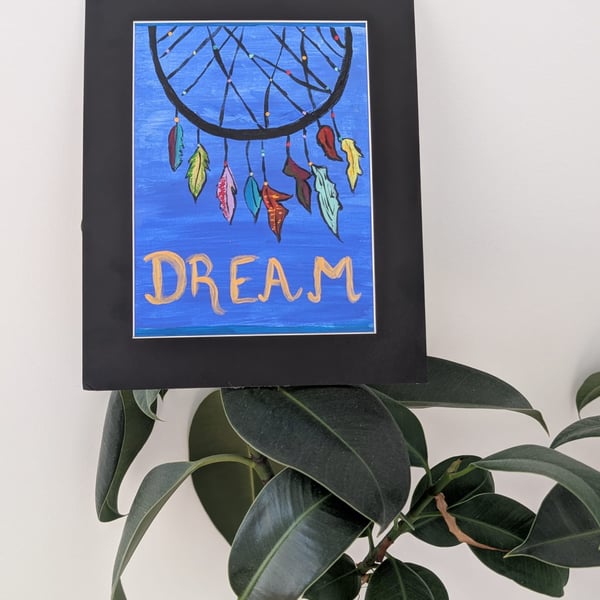 Beautiful handmade painted artwork presented in frame with backboard.