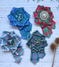 Large Tartan Ruffle Rosette Scottish Brooch Pin  - Image 1