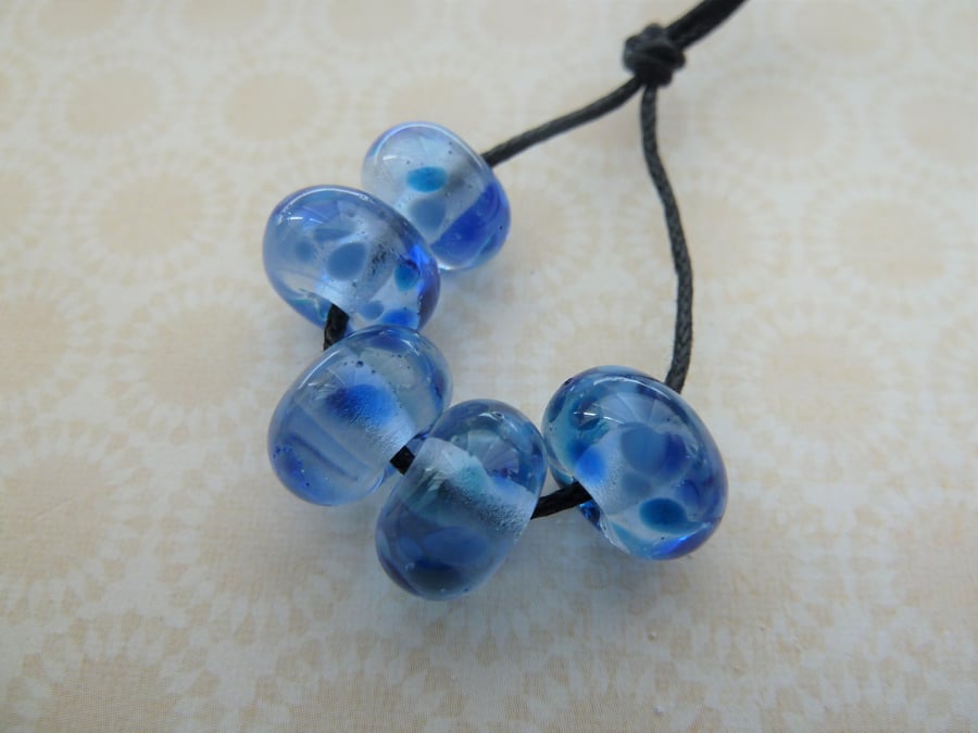 blue frit handmade lampwork glass beads