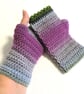 Sale Fingerless Mitts Adults Grey Pink Green Crochet