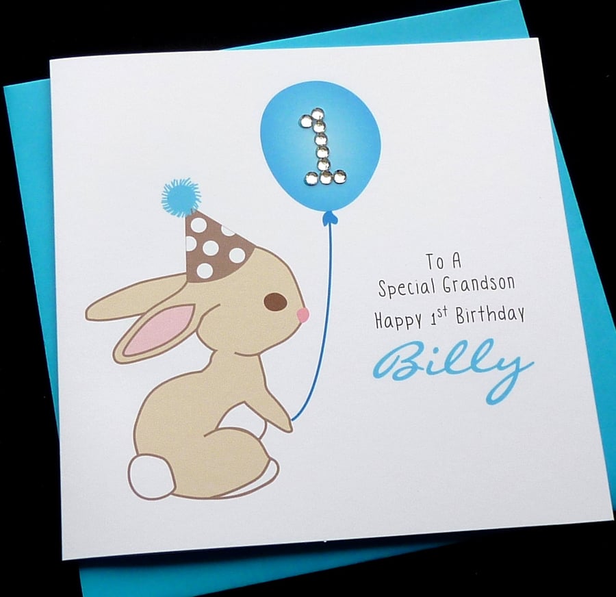 Bunny Personalised 1st 2nd 3rd Birthday Card 