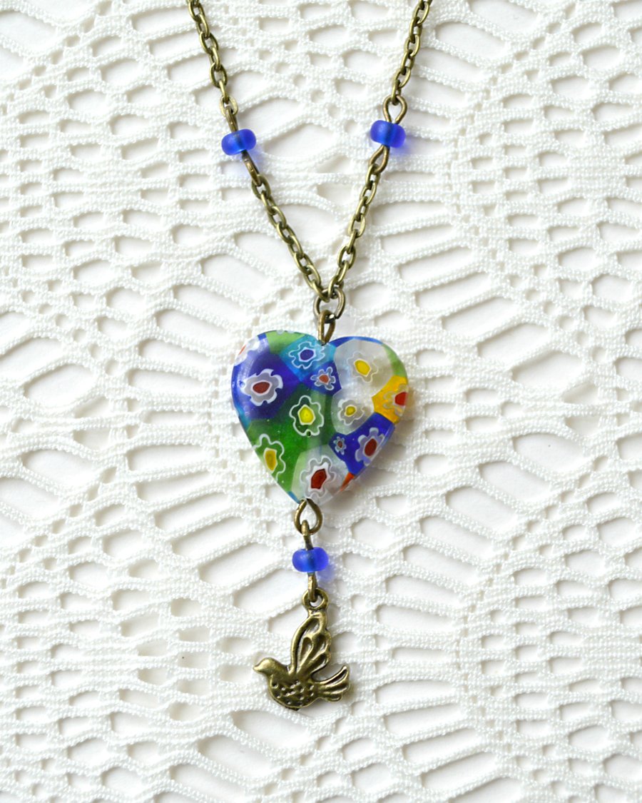 Millefiori Heart Necklace