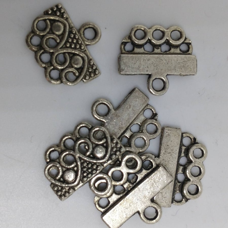 Antique Silver Spacer Bars Connectors x 6 pieces