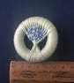 Vintage Style Dorset Button Posy Brooch, Pale Green with Blue Flowers - Image 2