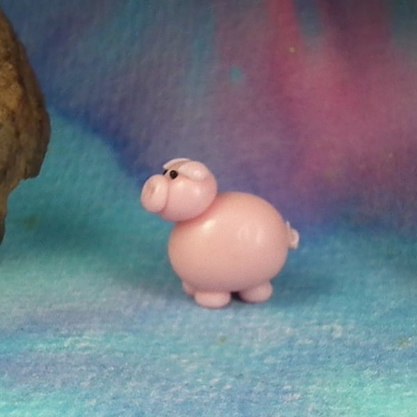 Sale Tiniest Micro Pig Piglet 'Portly' OOAK Sculpt by Ann Galvin Gnome Village