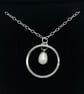 Rice Pearl Hoop Pendant on 18" Trace Chain - Handmade - Image 6