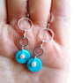 Turquoise & Shell Pearl Multi Charm Drop Fancy Silver Circle Chain Necklace Set - Image 6