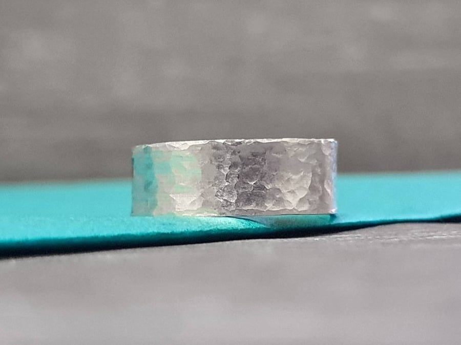 Personalised unisex ring - Adjustable hammer textured sterling silver ring