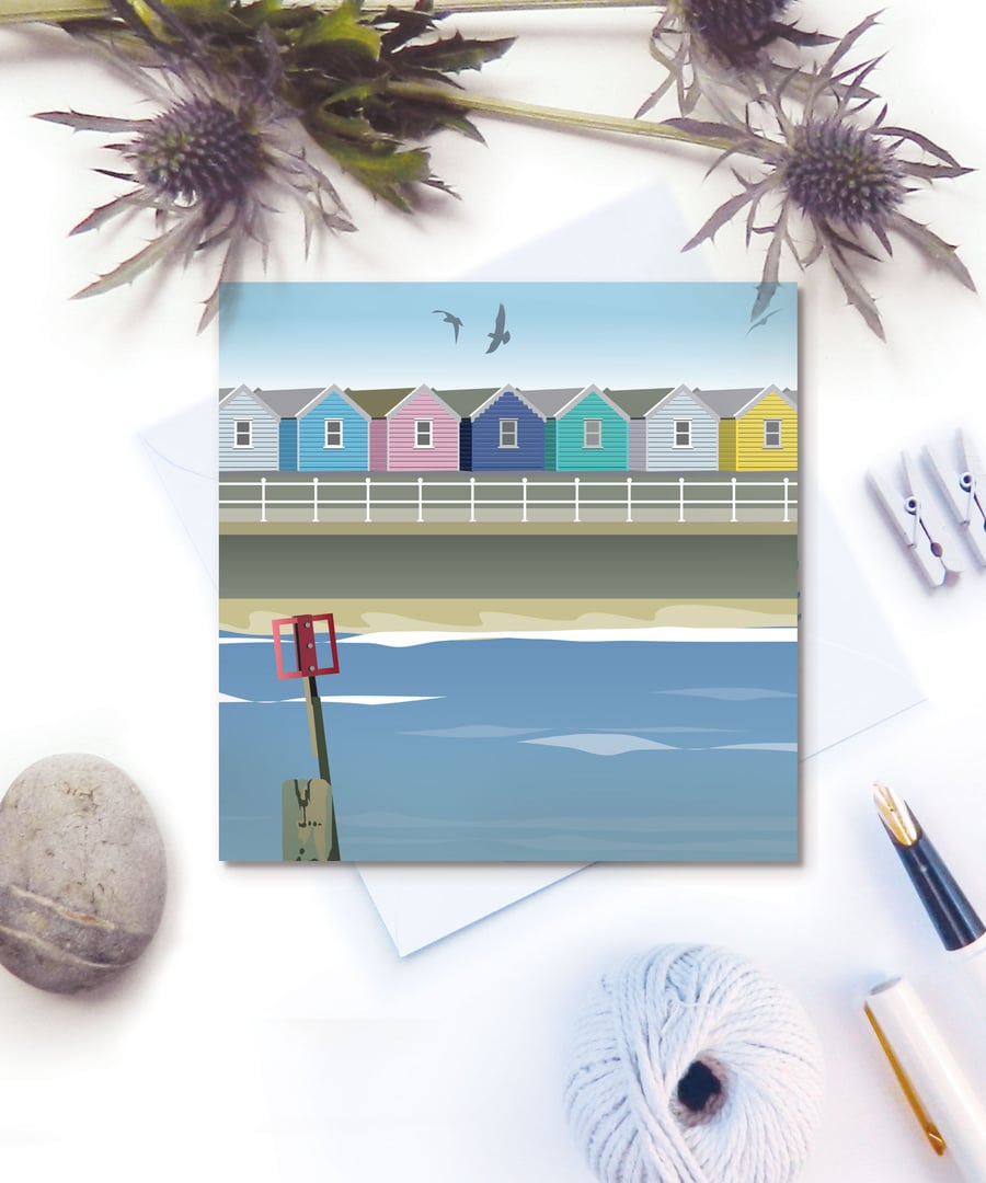 Beach Huts Card 'The Shoreline' - Summer, seaside, birthday