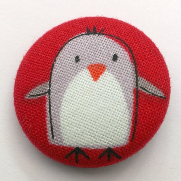 Christmas Penguin Fabric Badge Brooch