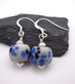 grey and blue speckled lampwork glass earrings - Image 1