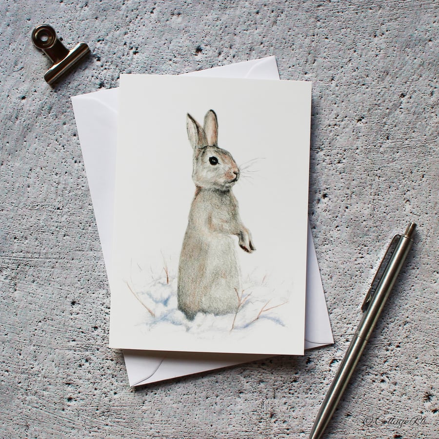 Rabbit Greeting Card Hand Designed And Finished By CottageRts