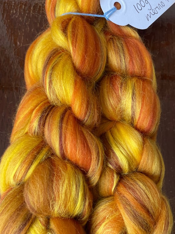 100g Blended, Combed Wool Tops for Spinning or Felting - Harvest Moon