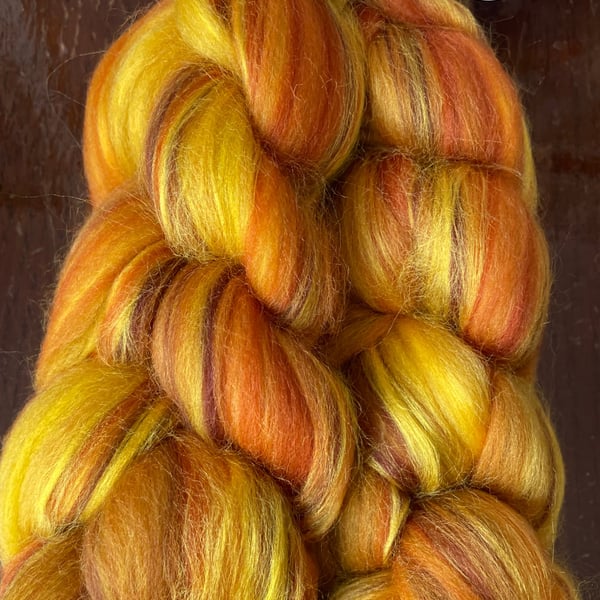 100g Blended, Combed Wool Tops for Spinning or Felting - Harvest Moon