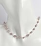 Sterling Silver Rosary Linked Pink Lavender Freshwater Cultured Pearl Necklace  - Image 1