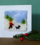 Needle felted A Winters Walk christmas greeetings card