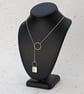 Recycled sterling silver wire lariat style necklace - geometric jewellery  - Image 1