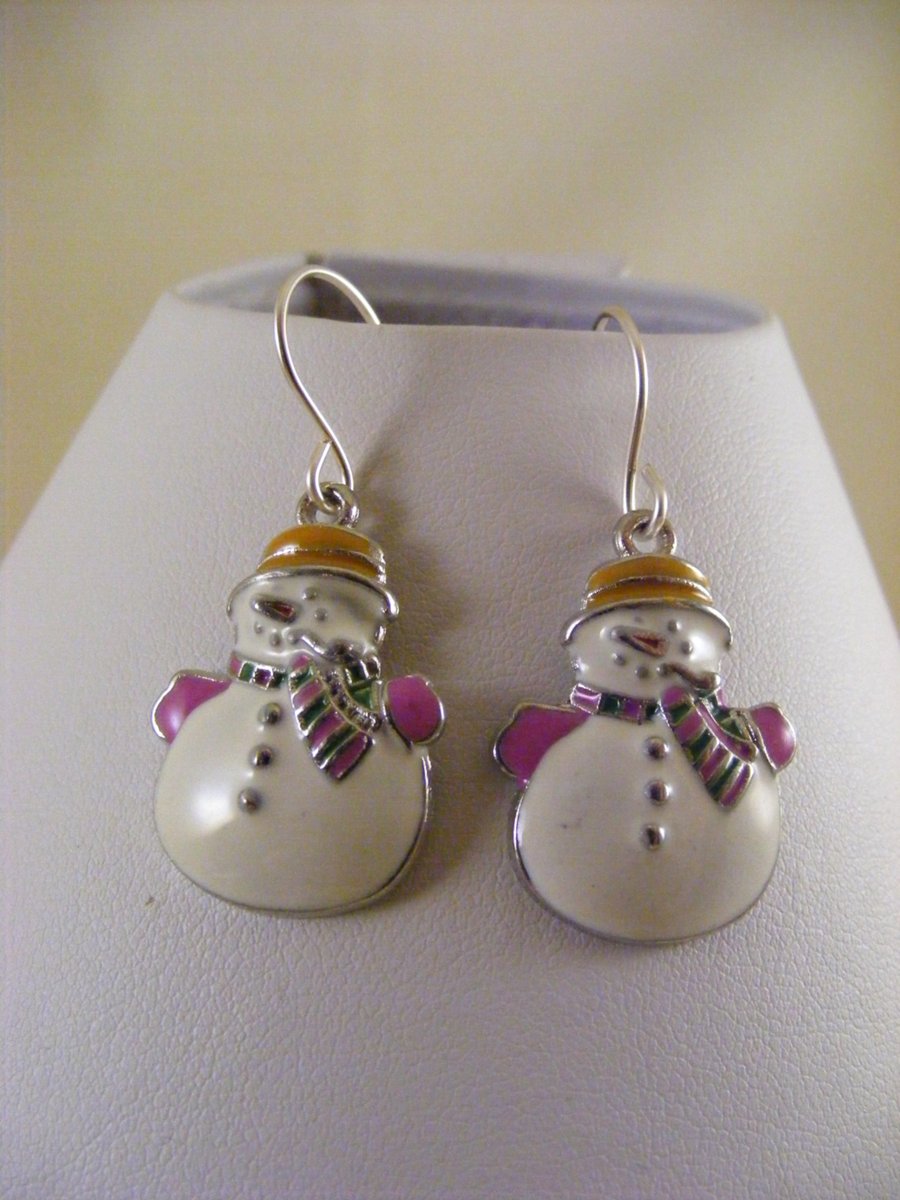 Enamel Snowmen Earrings