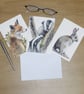 Wildlife greetings cards, pack of 3, A6 size blank notelets, fox, badger, rabbit - Image 3