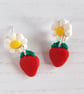 Strawberry and daisy stud dangle earrings - Image 2