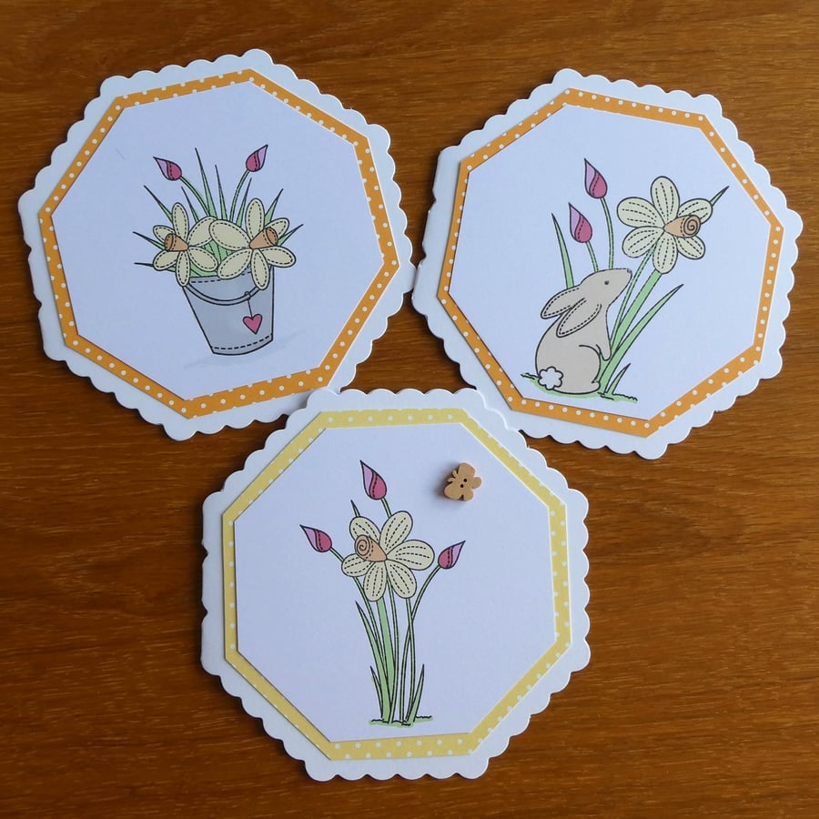Pack of 3 Easter Cards - Octagonal