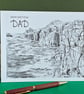 Cornish Coastline Art Card: Blank or Personalised A5-Size Greetings Card - Image 4