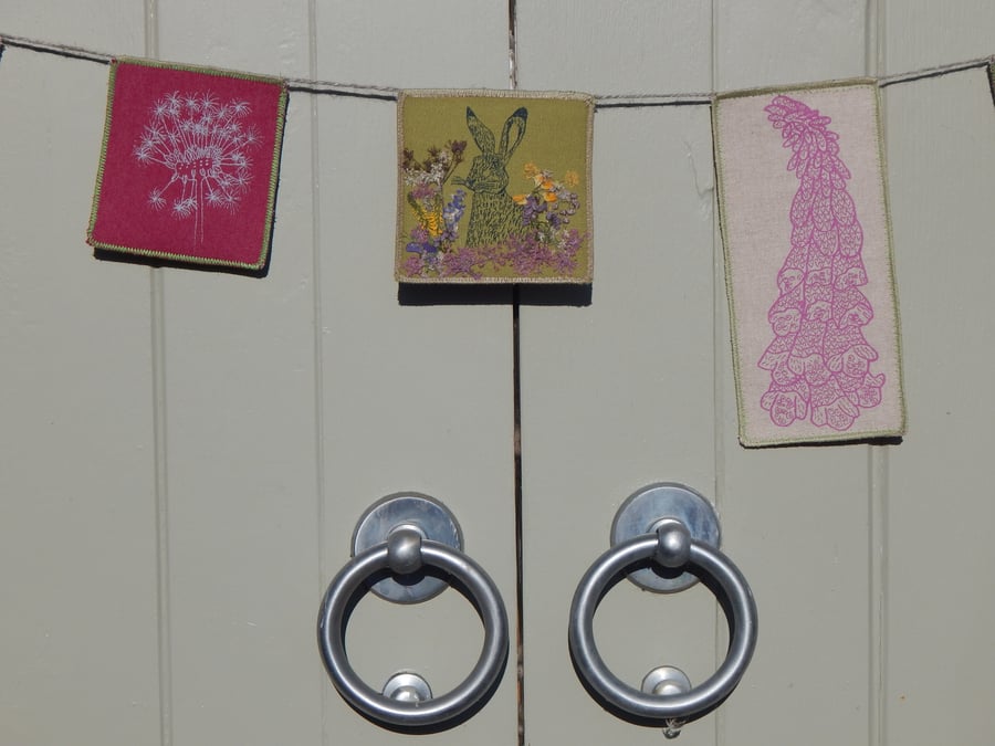 Reserved for Sicily Hare and Dandelion Clock wall hanging 110cm - Screen printed