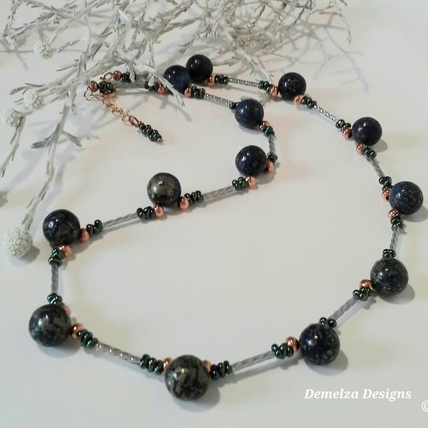 Rare Top Drilled Lapis Lazui Gemstone Bead Necklace