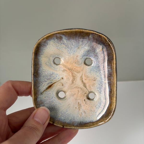 Handmade ceramic soap dish, self draining rectangular soap dish