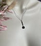 Petrol Blue Pearl Bar Pendant & 18" Trace Chain - Handmade, Sterling Silver - Image 2