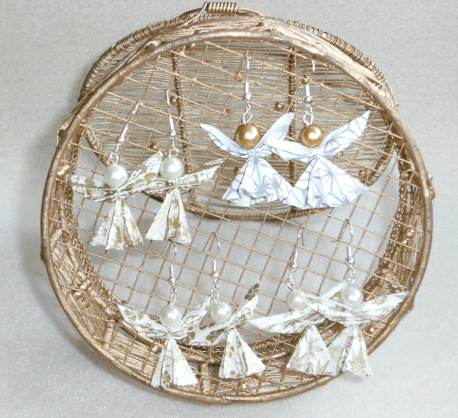 Origami Angel Christmas Earrings