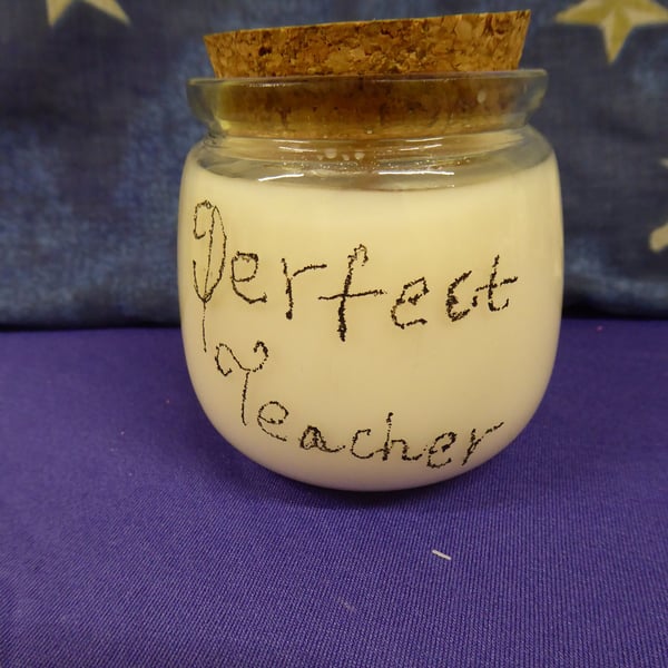 Hand Engraved Perfect Teacher Soy Wax Candle