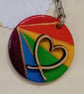 Wooden circular pride rainbow keyring  - Image 2