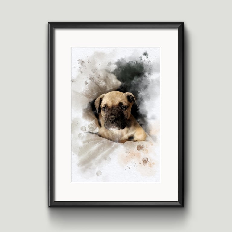 Watercolour-Style Pet Portrait From Photo, Dog Portrait, Custom Pet Print