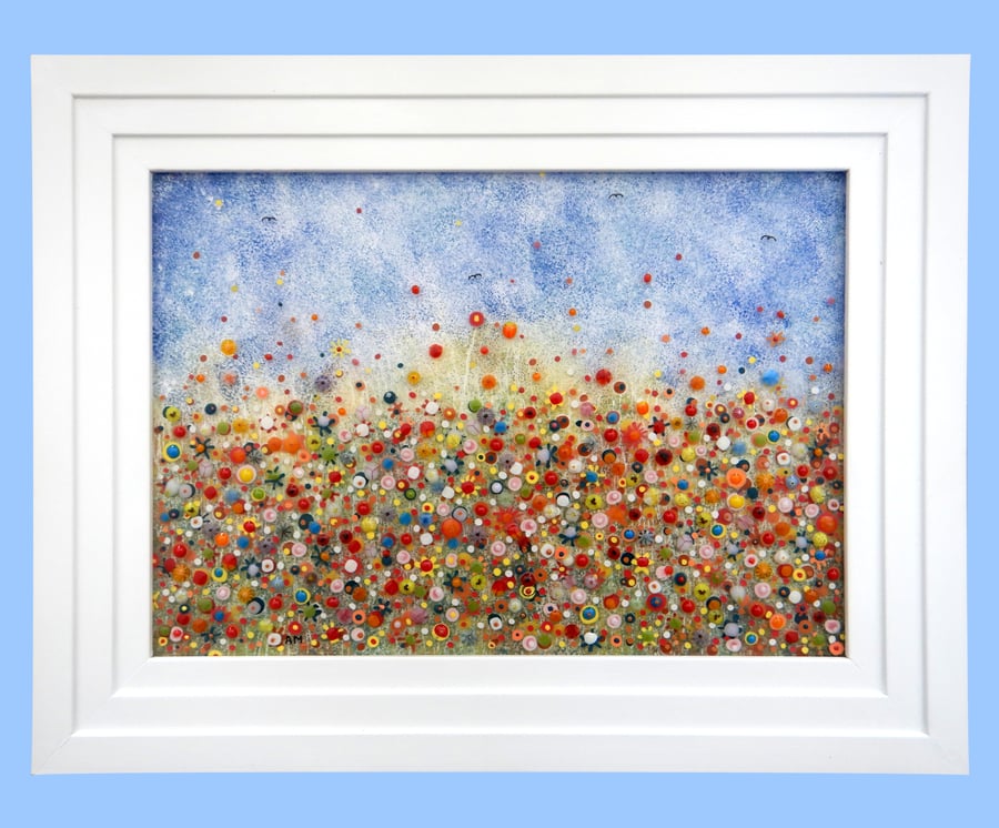 Handmade Fused Glass 'Meadow' Picture