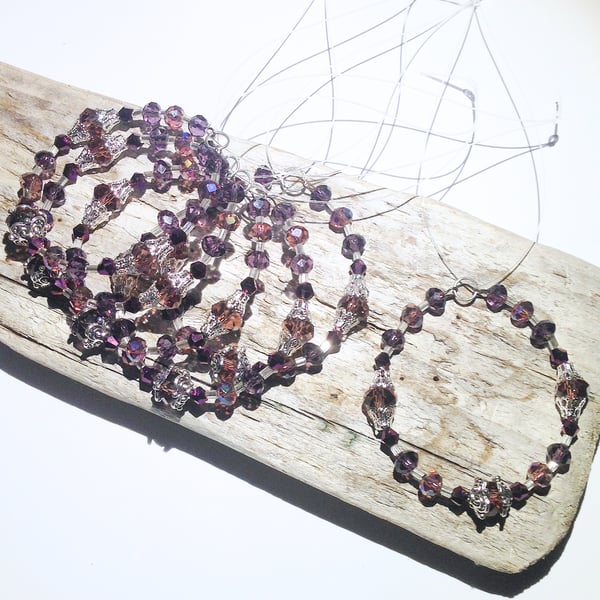 Set of 6 Bead Purple Themed Hanging Decorations - UK Free Post