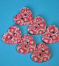 Wooden Heart Buttons Red Heart 6pk 25x22mm (H30) - Image 1
