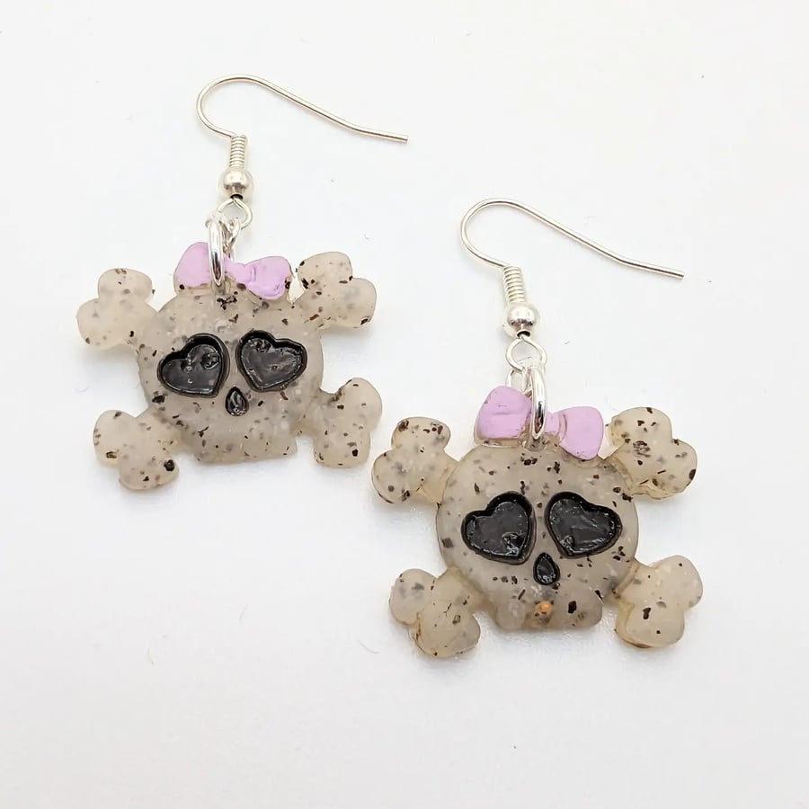 Pastel Goth Skull and Crossbones Earrings 