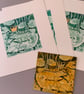 Little Emerald  Green Frog  with a Gold Crown -  Original Collagraph Print - Image 2