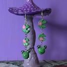 Handmade frog earrings 