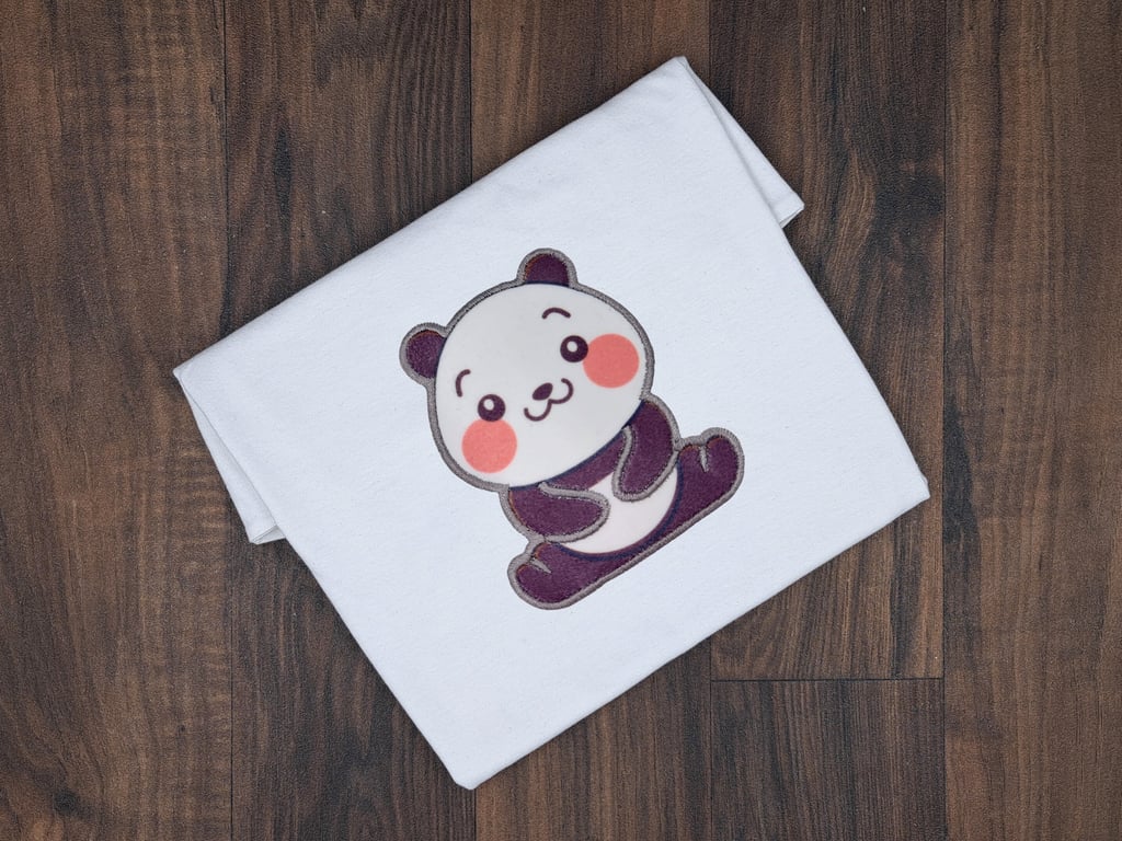 Personalised Embroidered Panda Kids T-Shirt - Custom Name Cute Panda Tee