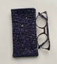 Blue Sparkle Effect Quilted Fabric Glasses Case