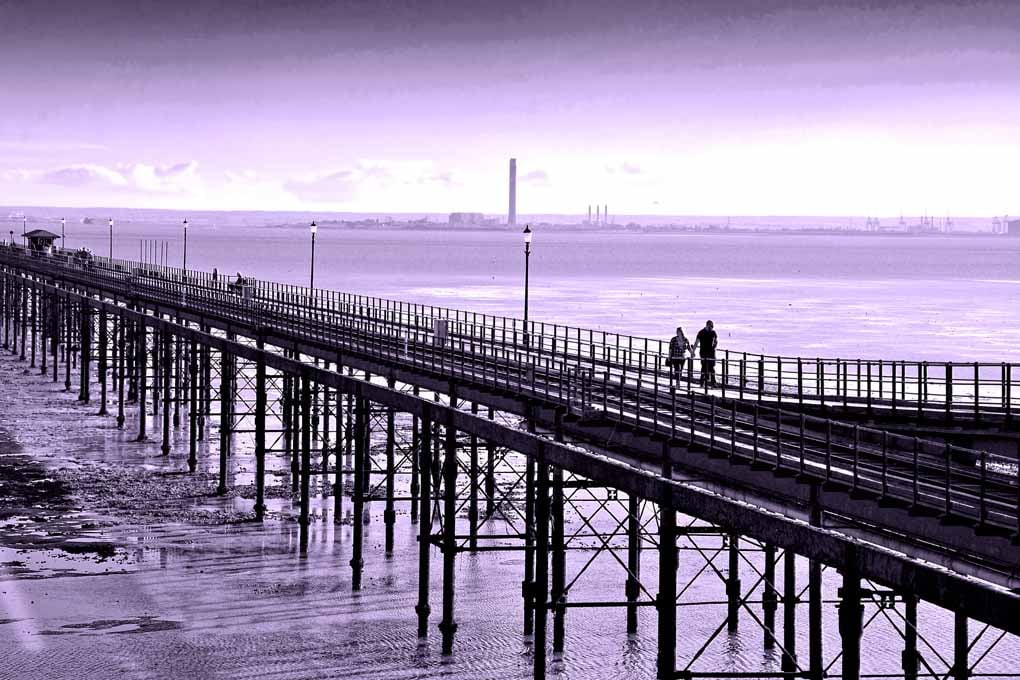 Southend On Sea Pier And Beach Essex England UK Photograph Print