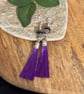 Long deep purple Czech glass tassel earrings - Image 3