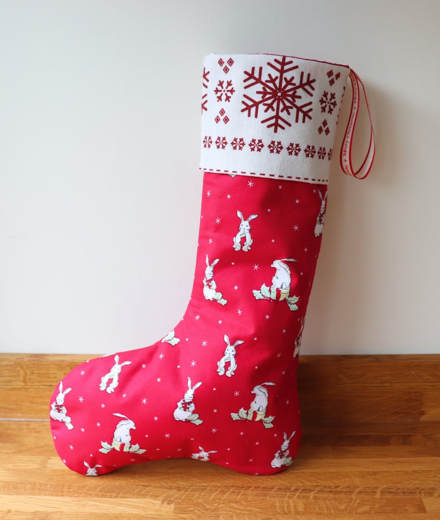 Christmas Bunny's and snow Flakes.