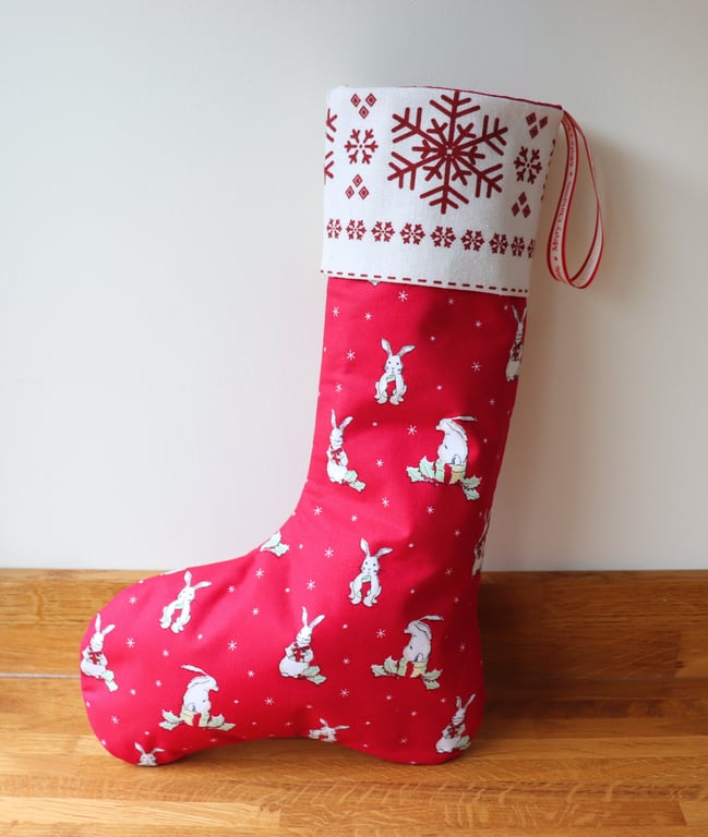 Christmas Bunny's and snow Flakes.